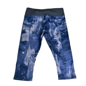 Lululemon blue gray print leggings pants athletic workout yoga dots 8